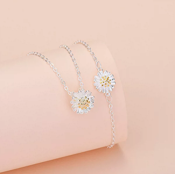 Jewelry Set Wholesale Korean Style New Daisy Bracelet Women's Simple Fashionable Fresh Flower Necklace Internet Celebrity Jewelry