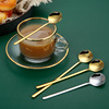 Stainless steel round spoon long -handle coffee coffee mixing spoon Mark cup spoon titanium long handle ice spoon can be printed LO