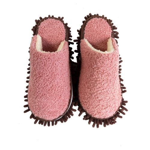 Cross-border Japanese and Korean simple series velvet thickened winter lazy floor mopping slippers detachable