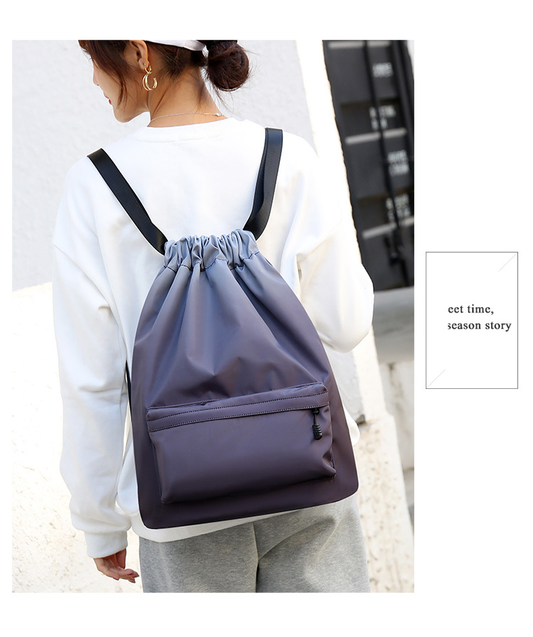 Waterproof Gradient Color Casual Travel Drawstring Backpack display picture 6