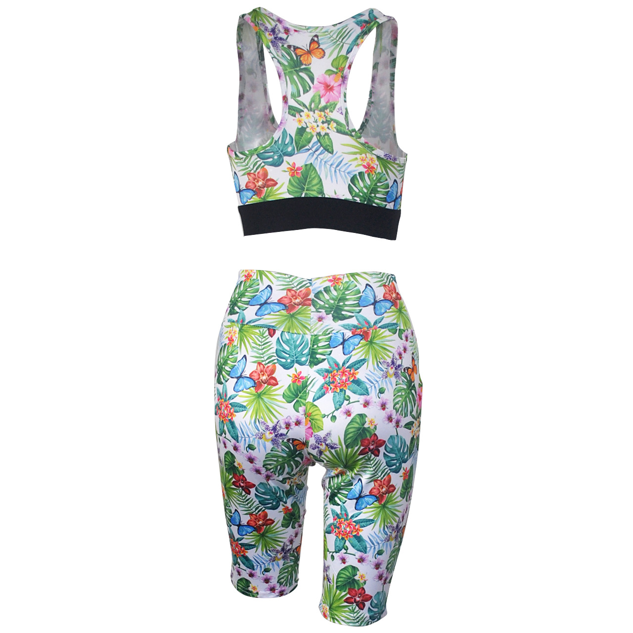 Floral Leaves Pattern Short Activewear Set Wholesale Boutique Clothing