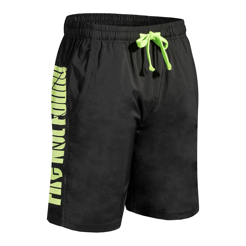 沙滩裤亚马逊纯色休闲运动短裤海边宽松男士速干五分裤大码厂家