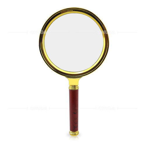 Gift Item Elderly Reading Magnifier, Best Selling Night Market Style, Wood Texture Imitation with Gold Edge Handheld Magnifier