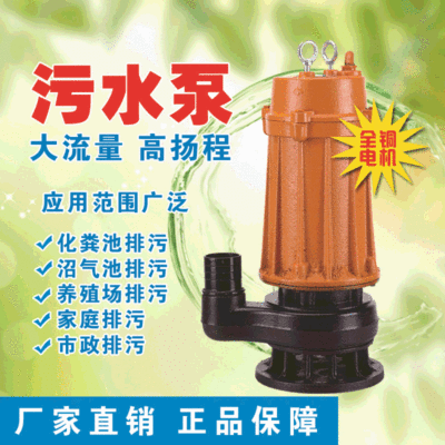 WQ無堵塞排汙泵大功率工地排汙泵高揚程沼氣化糞池潛水泵廠家直供