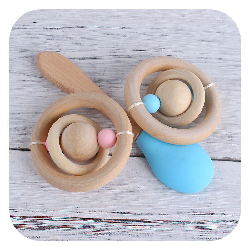 Bebé de madera mano ejercicio agarre juguete teether creativo planeta juguete bebé teether palo de juguete teether