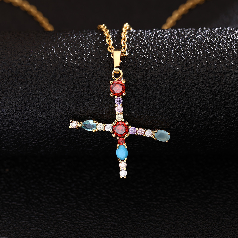 Lady Letter Agate Plating Zircon Pendant Necklace 1 Piece