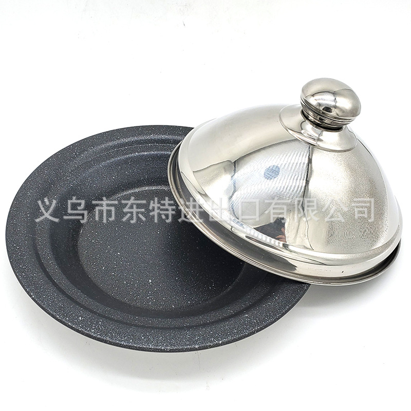 不锈钢塔吉锅日式麦饭石不沾蒸锅摩洛哥出口海鲜蒸锅复底海鲜锅详情图4