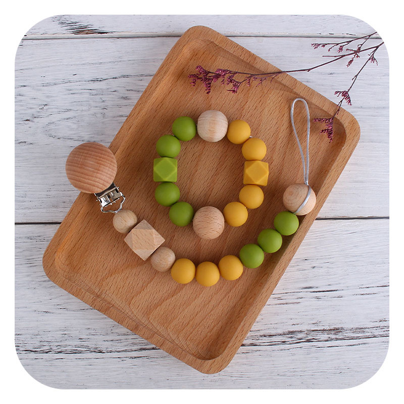 Seguridad del medio ambiente de silicona chupete cadena mordedor palo Bebé Beech octogonal cuentas de silicona juguete mordedor pulsera