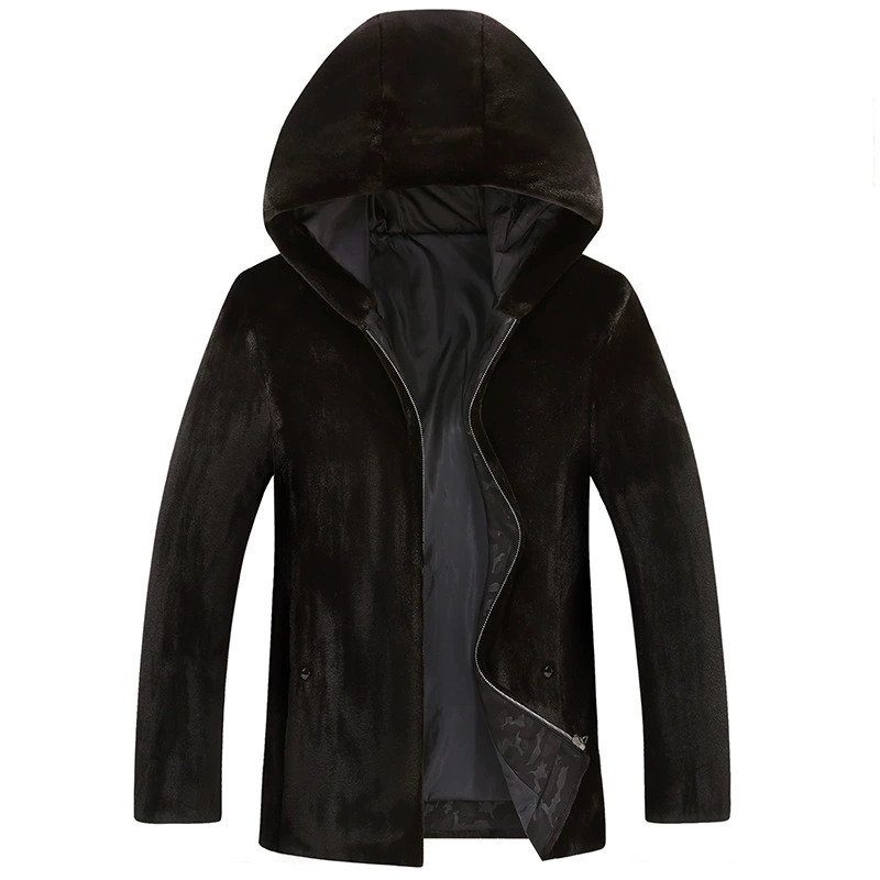 Повседневный модный свитер из норкового бархата больших размеров для среднего и пожилого возраста, Повседневная холодостойкая теплая Толстая Мужская куртка с капюшоном