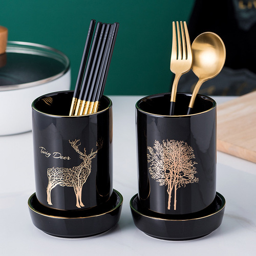 Household ceramic chopstick barrel large capacity single barrel draining mildew-proof chopstick basket chopstick cage kitchen storage box rack commercial
