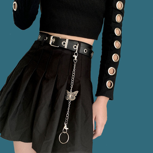 Wholesale punk style belt, women's belt, fashionable and versatile trouser belt, chain denim student decoration, trendy personality