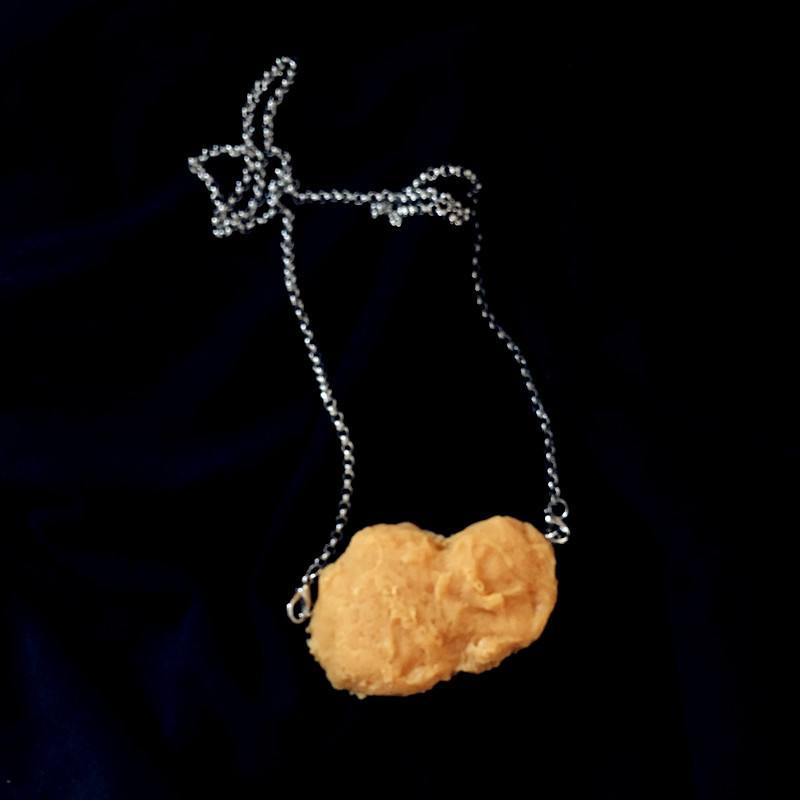 creative fried chicken legs necklace simulation skewer resin necklace