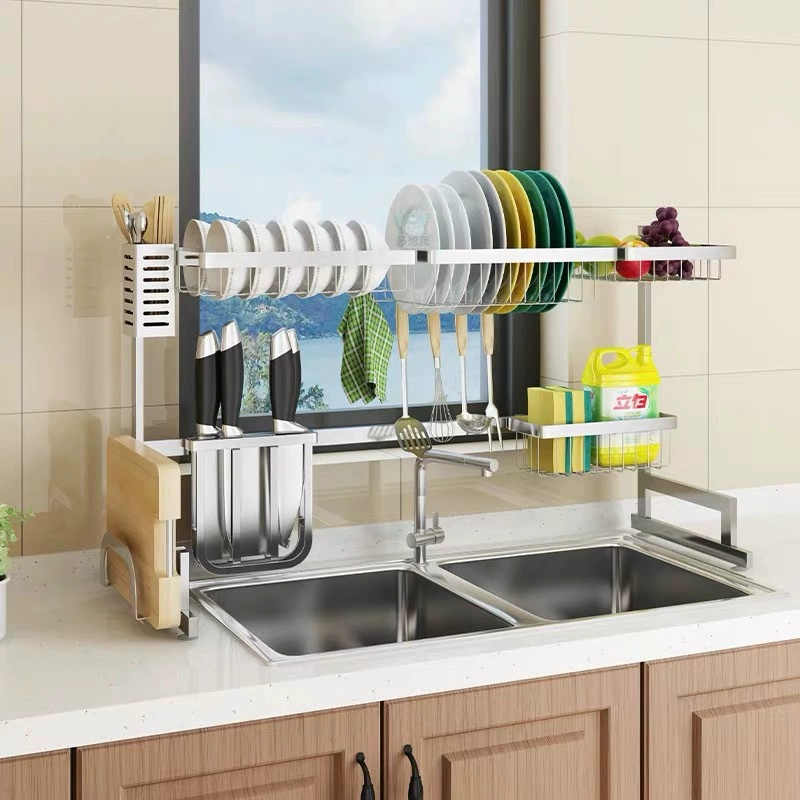 Прямая поставка с фабрики Раковина из нержавеющей стали Сливная чаша Стеллаж для посуды Кухонная стойка Бытовая многофункциональная стеллаж для хранения Кухонная утварь