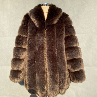 leather and fur Strength factory winter new pattern Fur integrated coat Imitation Fox Mid length version leather and fur coat