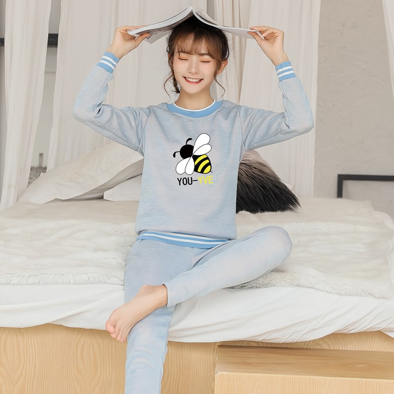 2020 winter Plush keep warm Underwear keep warm pajamas girl winter keep warm printing suit