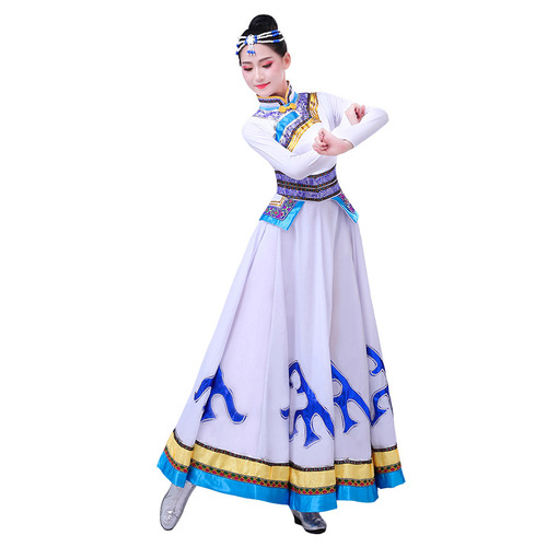 Ethnic Mongolian dress female Mongolia royal blue dance dresses adult performance dance costumes