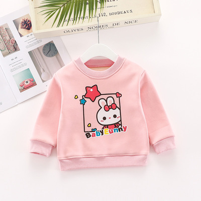 [Factory freight]Boy girl Plush T-shirt keep warm Autumn and winter Base coat Baby baby children Plush Sweater