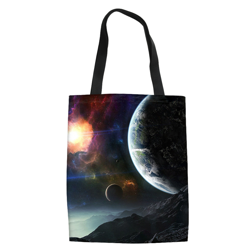 一件代发太空银河图案帆布袋热卖手提袋单肩购物袋canvas bag