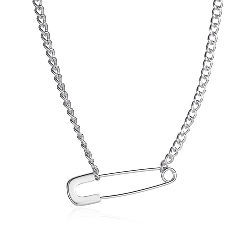 Creative Pin Necklace Niche Design Minimalist Curved Pin Clavicle Chain Cool Style Personal Pendant Couple Accessory