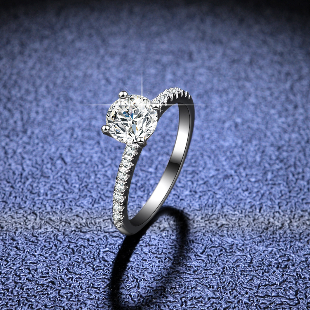6g Weight Moissanite, Zircon Inlay Material Rings Classification 1 Piece Quantity 925 Sterling Silver Moissanite Zircon Solid Color Rings