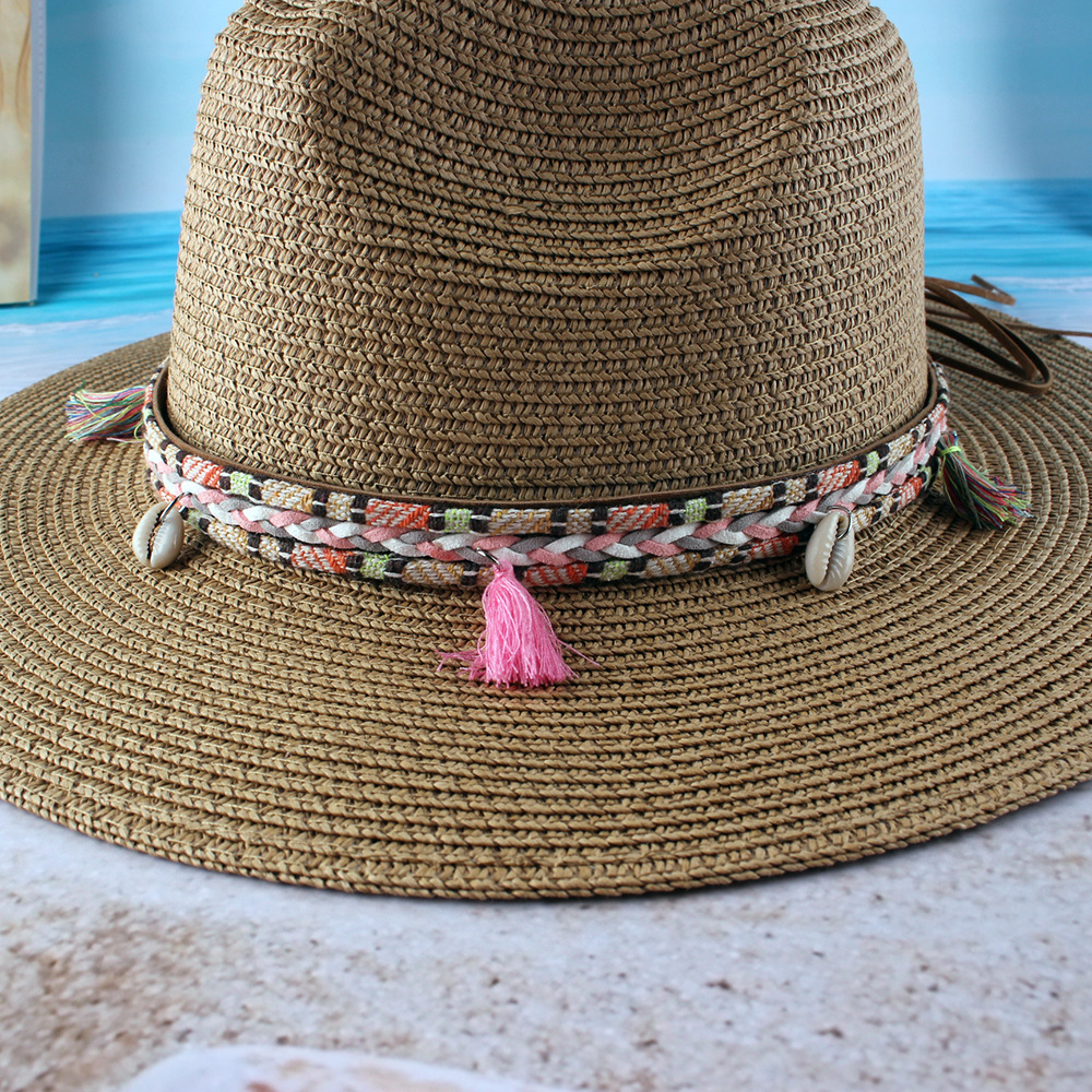 Sombrero de paja de papel británico de las mujeres europeas y americanas sombrero de sol de verano sombrero de Sol de ala plana sombrero de paja de ala grande sombrero de playa al por mayor
