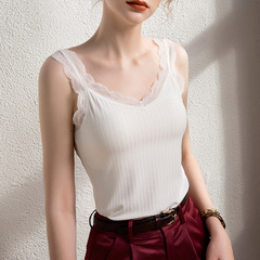 French camisole women's vest lace slimming beautiful back sexy elastic striped ice silk sleeveless top summer thin