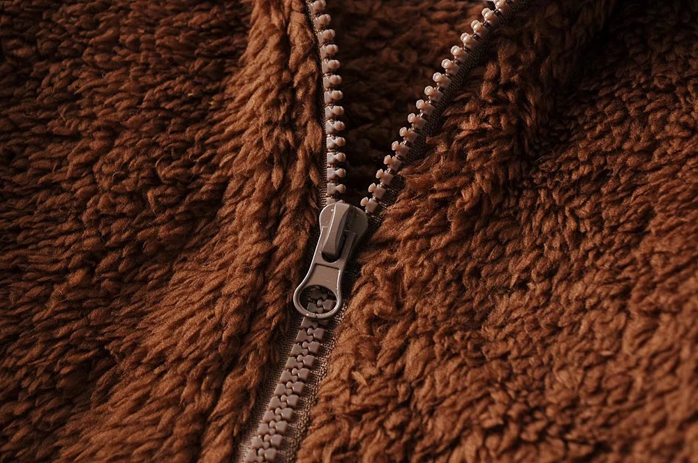 zipper stand collar thickening imitation lamb wool coat  NSAC15693