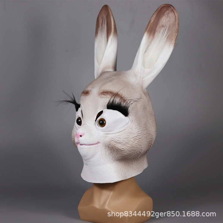 Judy conejo máscara cabeza cubierta loco animal ciudad misma dibujos animados animal látex cabeza cubierta Halloween bola máscara