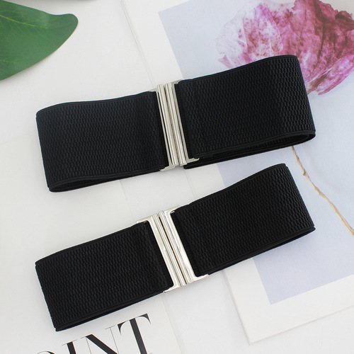 Women's versatile elastic waistband with adjustable width dresses and tops, sweaters, decorative elastic waist tie, black 5cm and 6cm