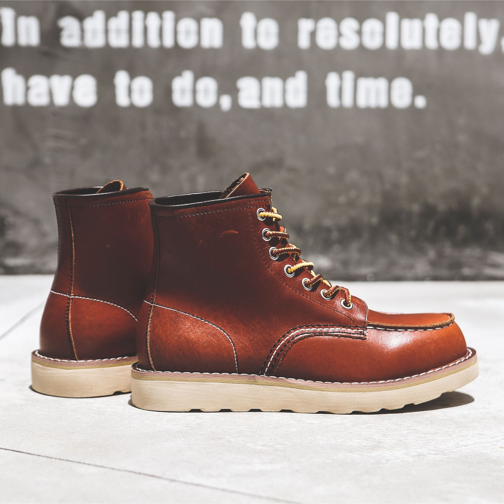 Title 43, Stivali Martin piatti slip-on retrò da lavoro d...