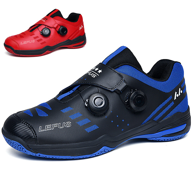 Foreign Trade Badminton Shoes Men's Double Swivel Buckle Automatic Lace Table Tennis Training Shoes Couple Sports Shoes
