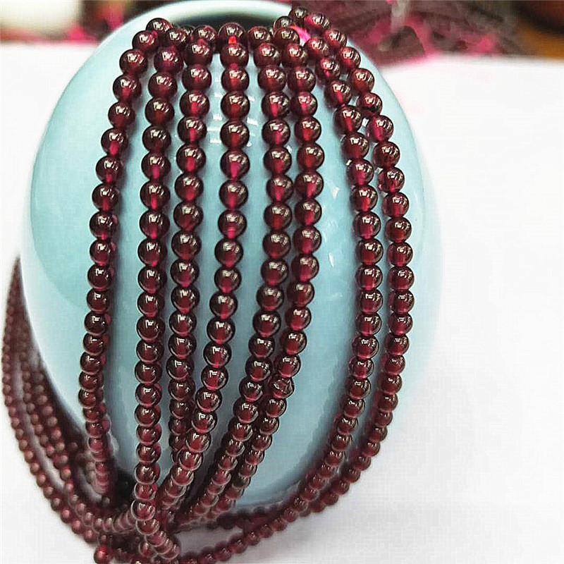 Factory direct sales of natural 5A-grade garnet loose beads, wholesale of semi-finished purple-toothed black round beads, and jewelry matching beads detail image 3