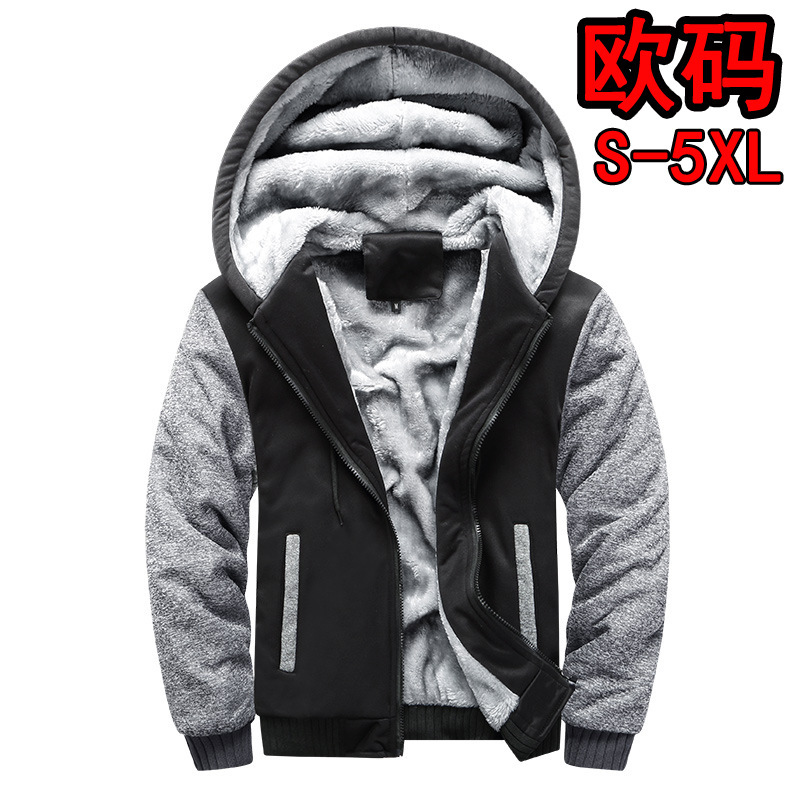 European-sized large-size men's hoodie autumn and winter men's baseball uniform men's Korean-style sports plus velvet padded men's overcoat