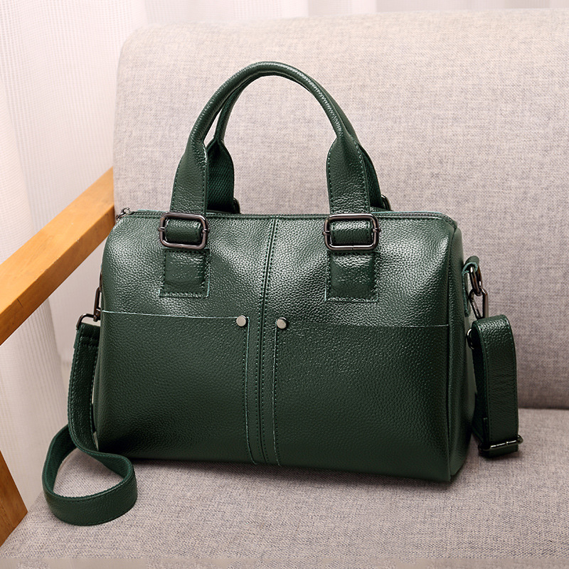 2024 Heidi Paul New European & American Style Flap Leather Handbag Crossbody Pillow Boston Large Capacity Women's Bag - Thumbnail 2