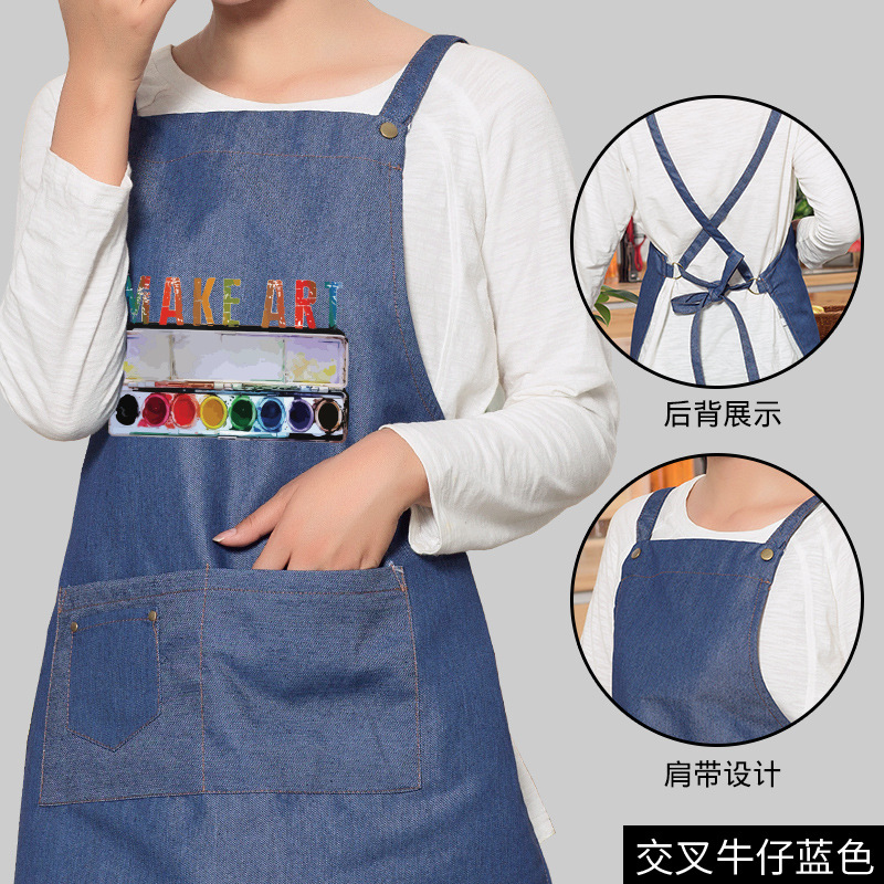 Simple pintura delantal mujer adulto estudiante de arte pintura al óleo antifouling casa sin mangas ropa de trabajo imprimible LOGO