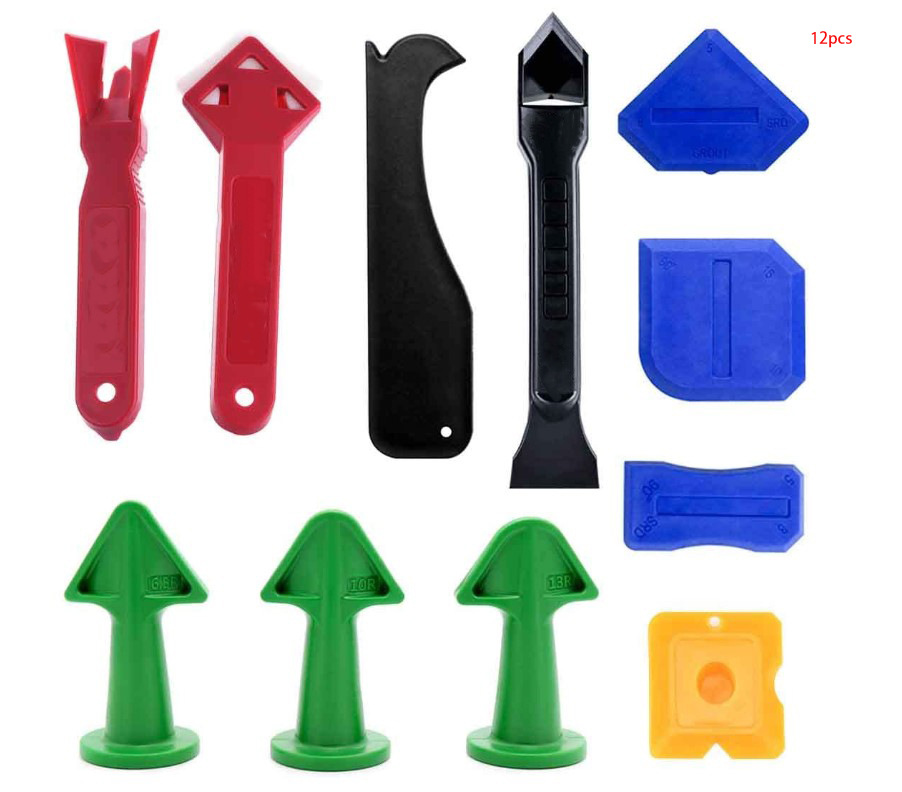 跨境11件套打胶填缝喷嘴浴室厨房玻璃胶刮板除胶灌浆工具套装