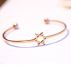 Fashionable golden metal silver bracelet, city style, pink gold