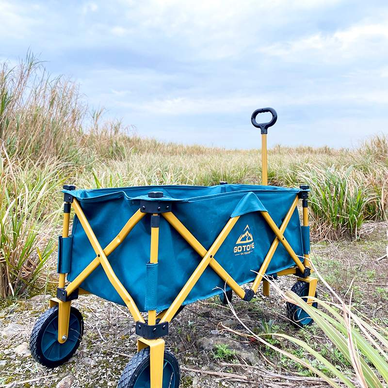 GOTOYE Camping en el hogar al aire libre Carrito portátil multifuncional Empuje práctico Carrito de carga ligero plegable