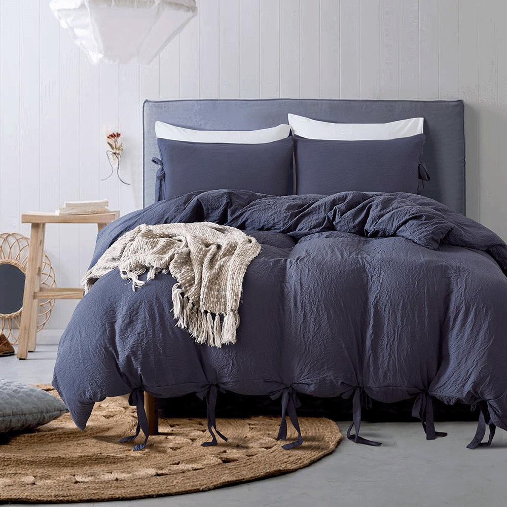 跨境家纺日本尺寸四件套外贸热销亚马逊爆款水洗系带床上用品套件