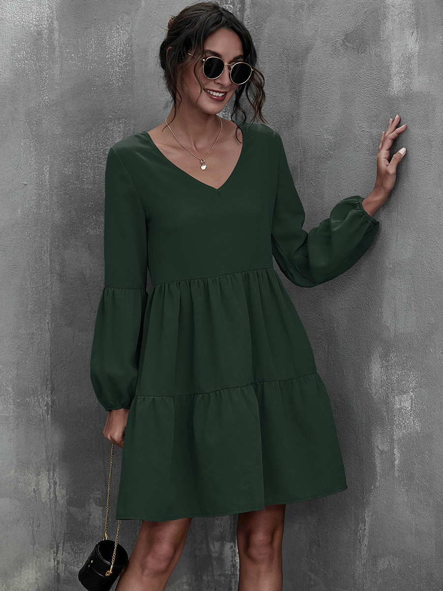 V-neck Long Sleeve Dress NSAL1938