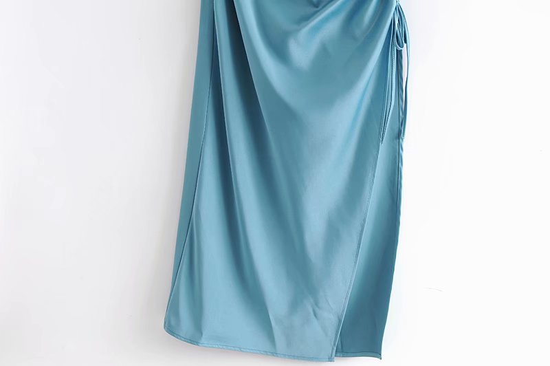 high-end pleated sling satin dress  NSAM8821