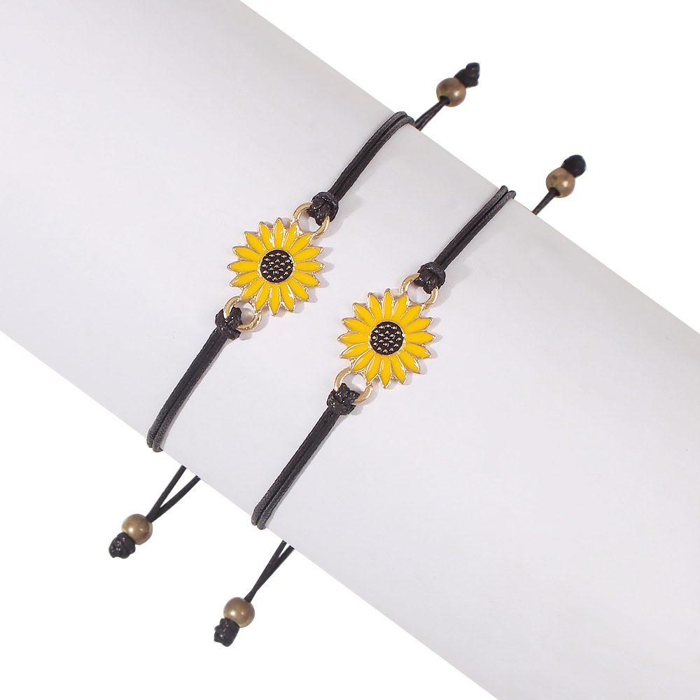 Hot Selling  Sunflower Dripping Oil Woven Bracelet display picture 10