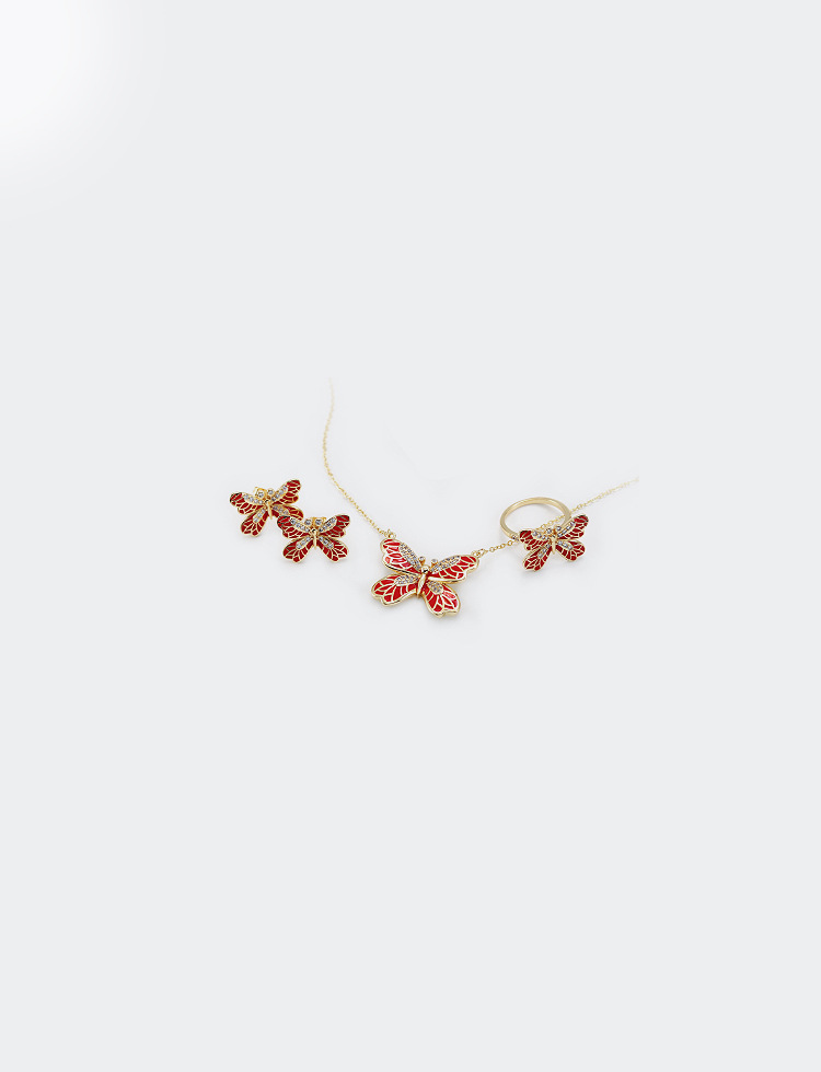 White, Gold Color Fashion Butterfly Copper Zircon Earrings Wholesale