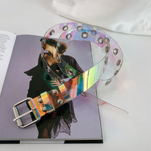 批发现货新款透明塑胶方扣男女学生皮带腰带全孔百搭学生裤带