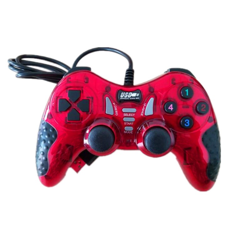 USB vibration transparent color game PC computer 3D joystick controller nostalgic arcade simulation_voghion.com