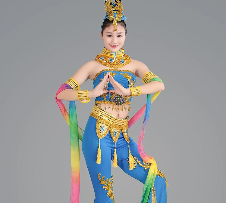Новый водяной рукав танец тысячи рук Гуаньинь костюм для выступлений народных песен и танцев Вечерний костюм феи Дуньхуан Летающие апсары танцевальный костюм