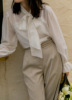 YANG LOTUS漾莲UUS女装系带蝴蝶结衬衣女坠感宽松上衣S0311232