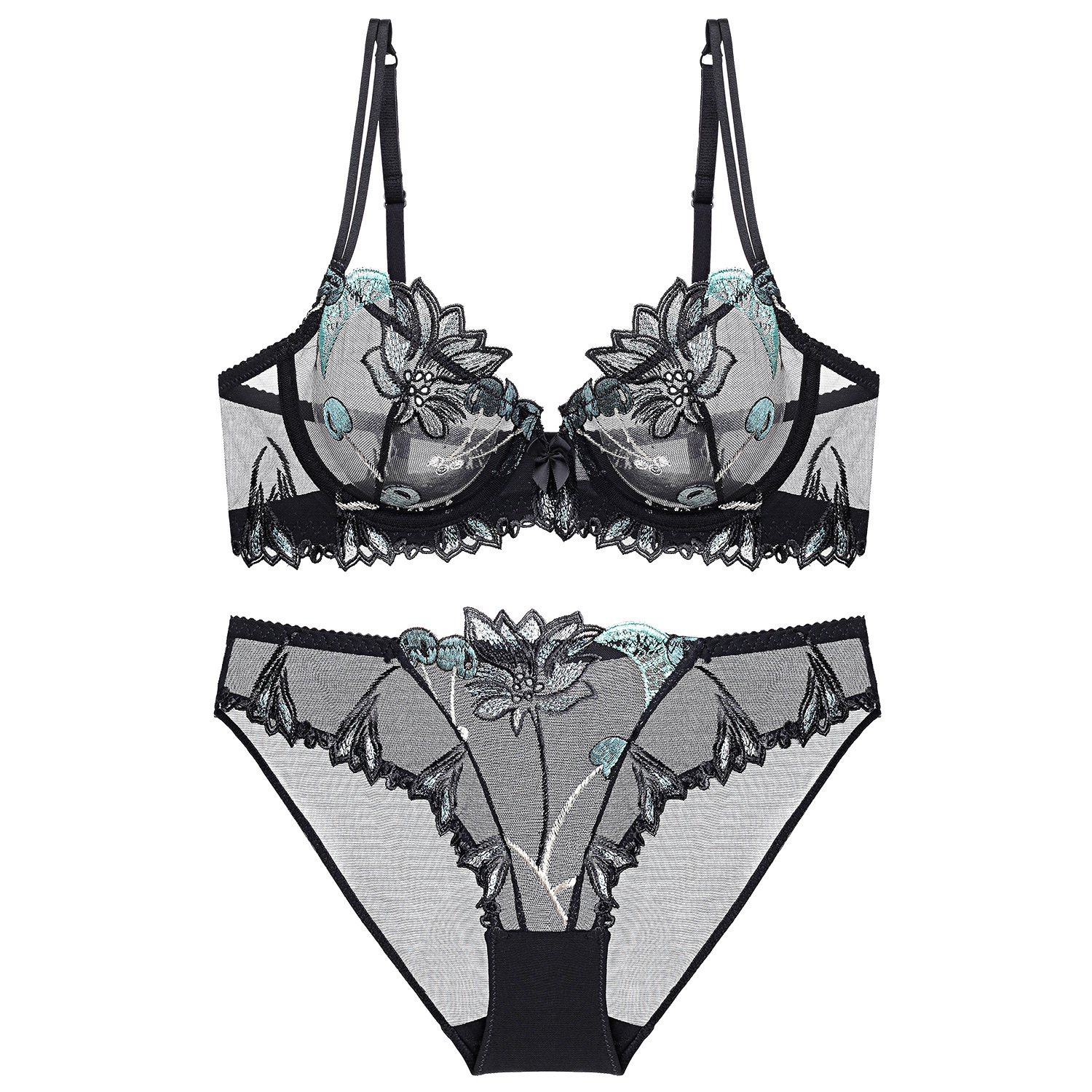 Sous-vêtements Super Sexy brodés transparents avec grande poitrine et petit ensemble de soutien-gorge pour femmes UP9002_voghion.com