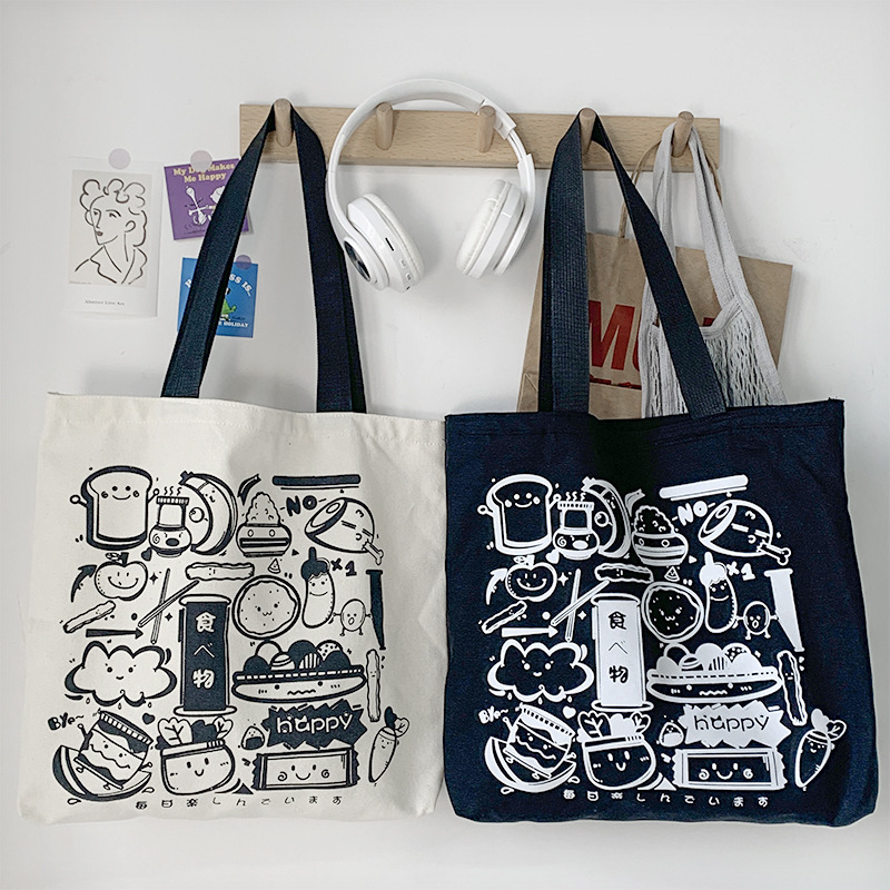 Copyright bolsa de lona mujer solo hombro japonés Harajuku ulzzang gran capacidad estudiante ilustración bolsa de tela ins moda