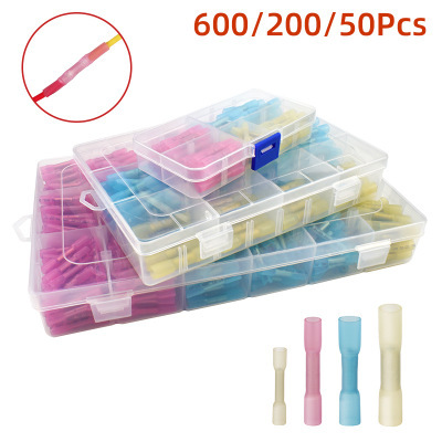 跨境直供 盒装热缩中接端子600/200/50pcs套装接线器端子防水BHT